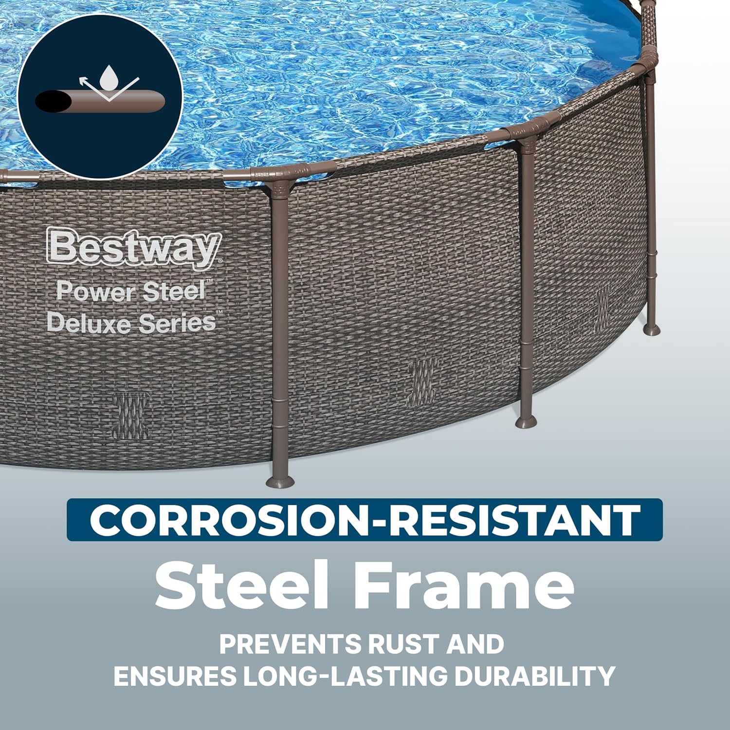 Bestway Power Steel 14' x 42' Round Above Ground Outdoor Backyard Swimming Pool Set with 1,000 GPH Filter Pump, Ladder, and Pool Cover