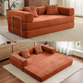 Compression Sofa - 78''Convertible Floor Sofa Bed - with Pillow Back Support Armrest - Comfy Foldable Sofa Bed Compressed Sofa in Box - Corduroy Fabric - for Living Room - Bright Orange