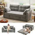Urhanherry 65' Convertible Folding Sofa Bed, Pull Out Couch Love Seat Sleeper Bed, Small Fold Out Loveseat Sleeper with Removable Arm Pillow for Small Space, Bedroom Lounge, Office, Living Room(Grey)