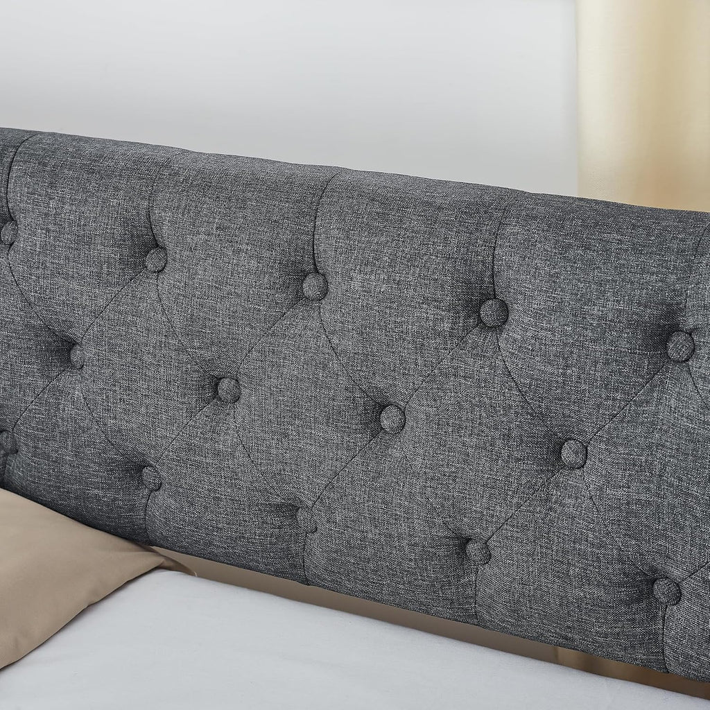 KEIKI Twin Size Upholstery Daybed with Trundle and USB Charging Design, Twin to King Design Mid-Century Extendable Sofa Bed, Easy Assembly, No Box Spring Required, for Living Room, Bedroom, Dark Grey