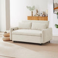Merax Pull-Out Sofa Bed Convertible Couch 2 Seat Loveseat Sofa Modern Sleeper Sofa with Two Throw Pillows and USB Ports for Living Room, Beige