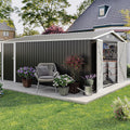 10 x14 FT Outdoor Storage Shed, Extra Large Metal Garden Shed with Waterproof Roof and 3 Lockable Doors, All-Weather Utility Tool Shed Storage House for Backyard, Patio, Lawn (Dark Gray)