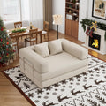 BSHOMGI 4 in 1 Futon Sofa Bed Queen Size - Foldable Convertible Sleeper Sofa Couch, Removable Washable Corduroy Cover, Space Saving Floor for Living Room (Beige, 53.15' Double Sofa)