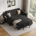 LINSY Sleeper Sofa Bed, 54' Pull Out Couch with Charging Station & Cup Holder, Small 3 in 1 Convertible Loveseat Sleeper Couch for Apartment, Dorm Room, Bedroom and Small Space, Corduroy Black