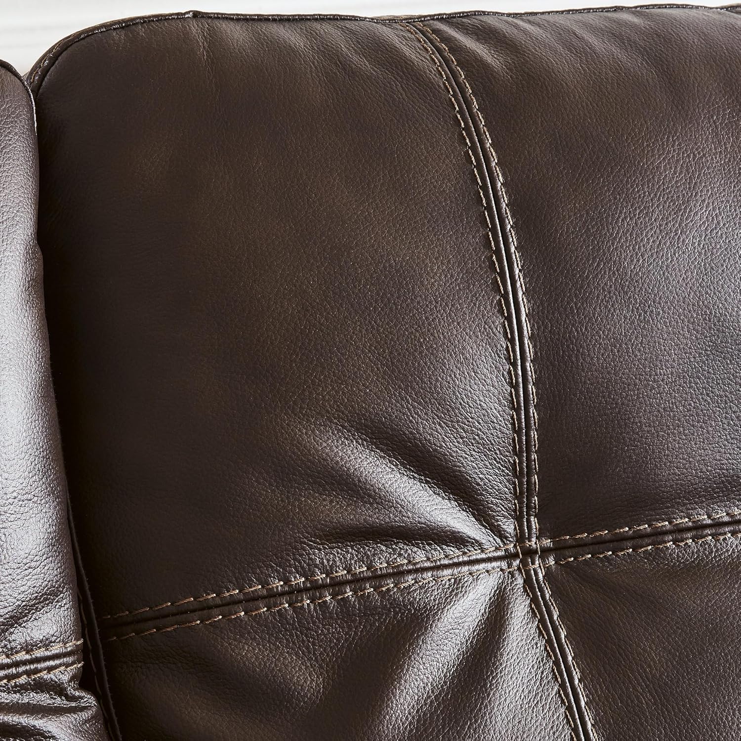 Signature Design by Ashley Santorine Classic Leather Match Tufted Sofa Sleeper with Bi-Fold Memory Foam Mattress, Queen, Dark Brown