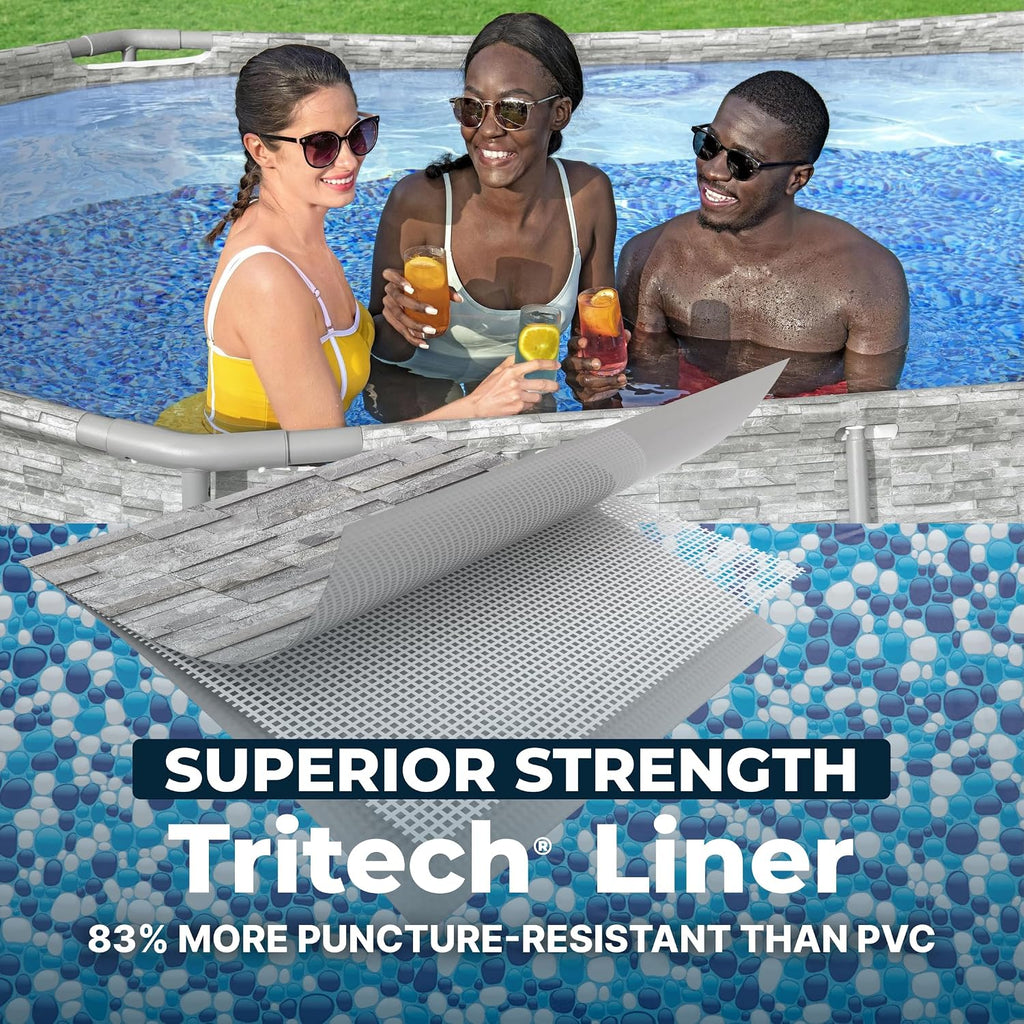 Bestway Power Steel Swim Vista 14' x 8'2' x 39.5' Above Ground Pool, Oval Metal Frame Outdoor Swimming Pool Set with Filter Pump, Ladder, and Cover
