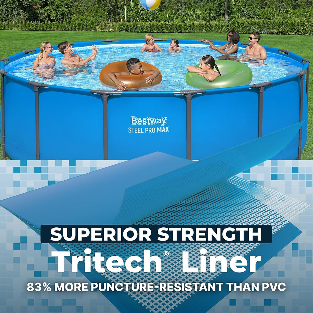 Bestway Steel Pro MAX 15' x 48' Above Ground Pool, Round Metal Frame Outdoor Swimming Pool for Backyard, Blue, Pool ONLY