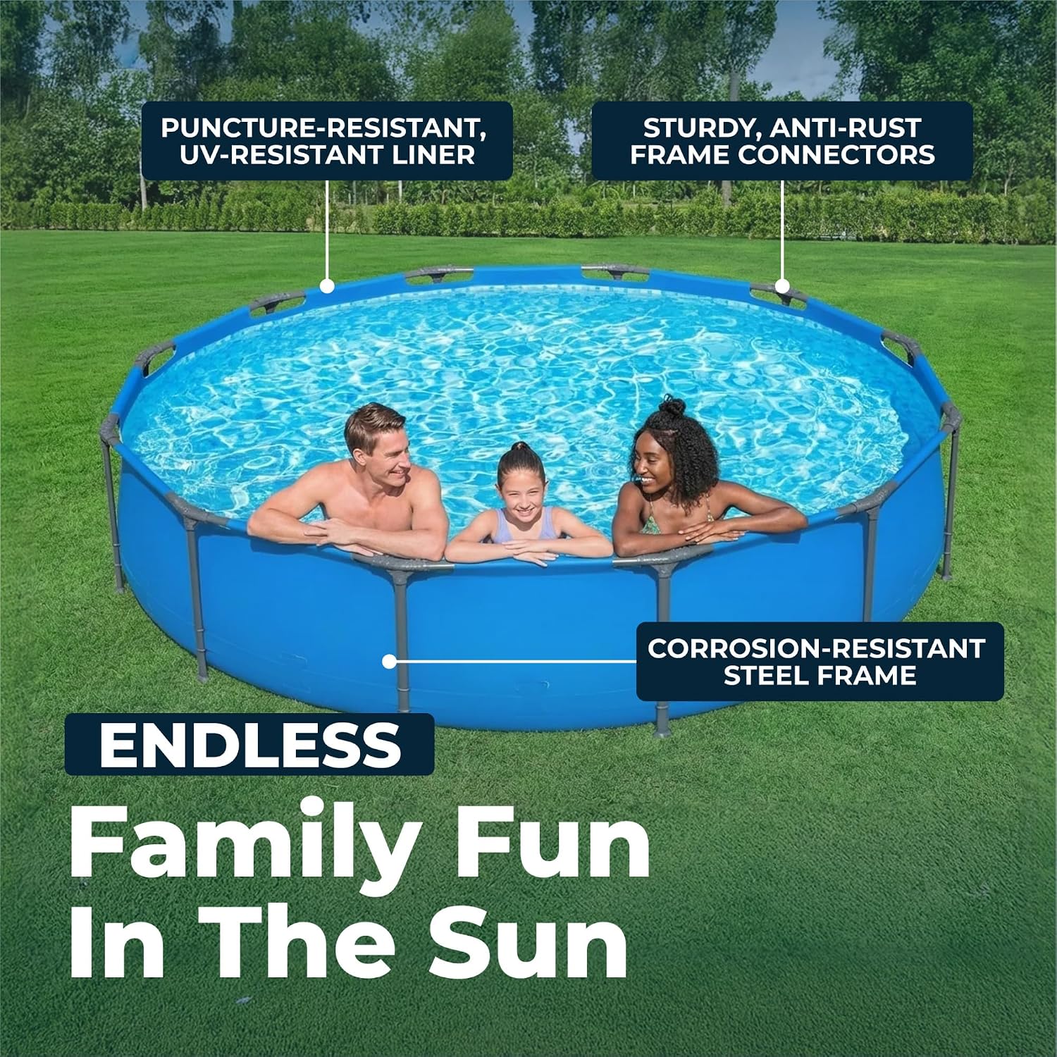 Bestway Steel Pro MAX 12' x 30' Above Ground Pool, Round Metal Frame Outdoor Swimming Pool for Backyard, Blue, Pool ONLY
