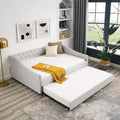 KEIKI Full Size Upholstery Daybed with Trundle and Headboard, Mid-Century Style Tufted Sofa Bed with Button on Back, Easy Assembly, No Box Spring Required, for Living Room and Bedroom, Beige