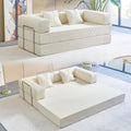 Compression Sofa - 78''Convertible Floor Sofa Bed - with Pillow Back Support Armrest - Comfy Foldable Sofa Bed Compressed Sofa in Box - Corduroy Fabric - for Living Room Bedroom(White)