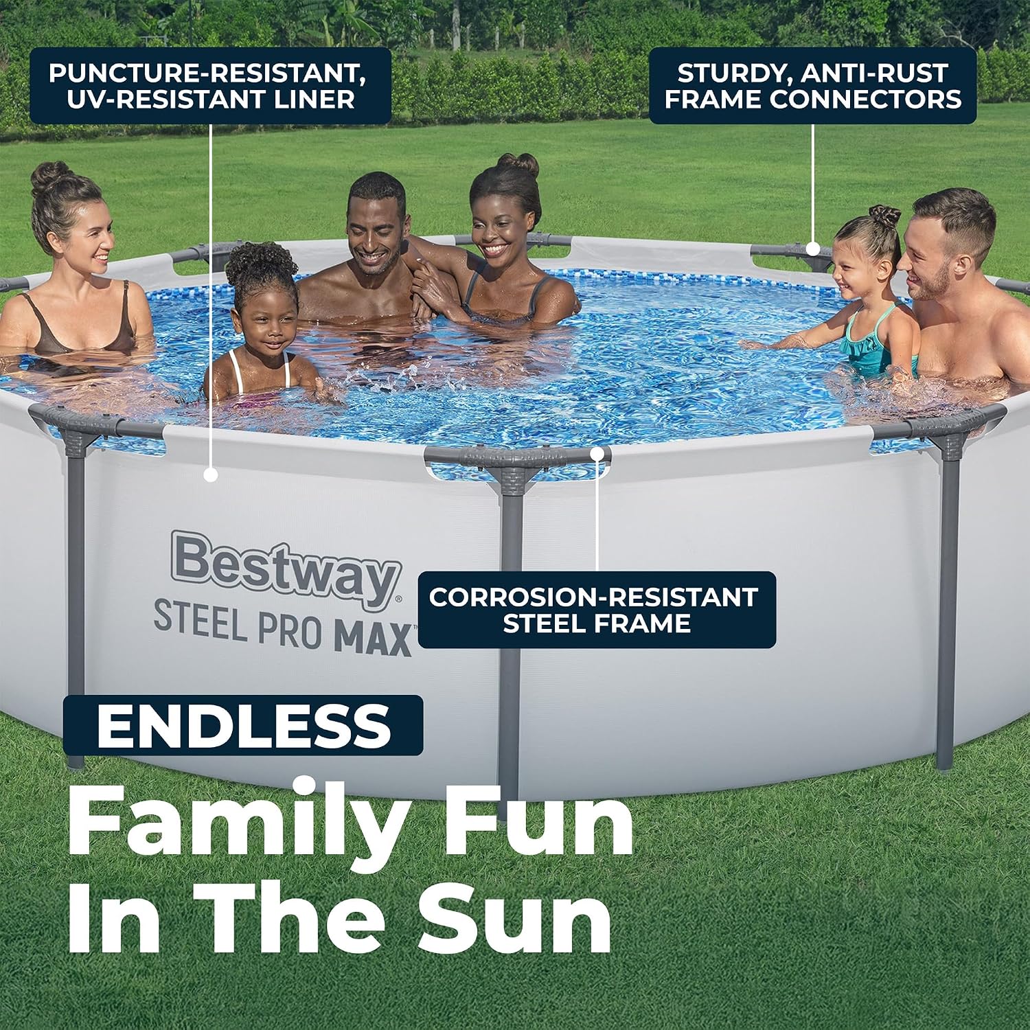 Bestway Steel Pro MAX 10' x 30' Above Ground Pool, Round Metal Frame Outdoor Swimming Pool Set with Filter Pump & Type I Cartridge, Gray