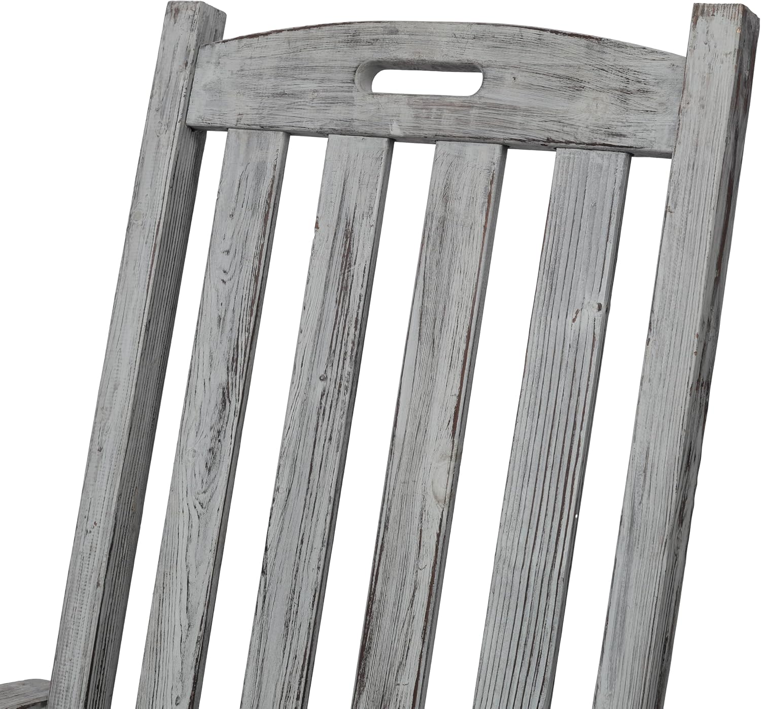 Oversized Wooden Rocking Chair for Porch & Patio 330lbs Capacity Wood Rocker with Wide Seat High Backrest & Armrests Outdoor Indoor Chair for Garden, Balcony, Living Room, Grey