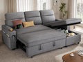 YITAHOME Sectional Sleeper Sofa with Pull Out Couch Bed, 81' Convertible Sleeper Sofa with Adjustable Backrest, Sofa Bed Sleeper Couch with Armrest & USB Port, Grey