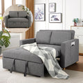 SEJOV Sleeper Sofa Bed, 3-in-1 Convertible Sofa Chair, Linen Fabric Pull Out Couch Bed, Loveseat Sleeper with Spring Support, Adjustable Backrest, 2 Seater Recliner Chair for Small Space, Dark Grey