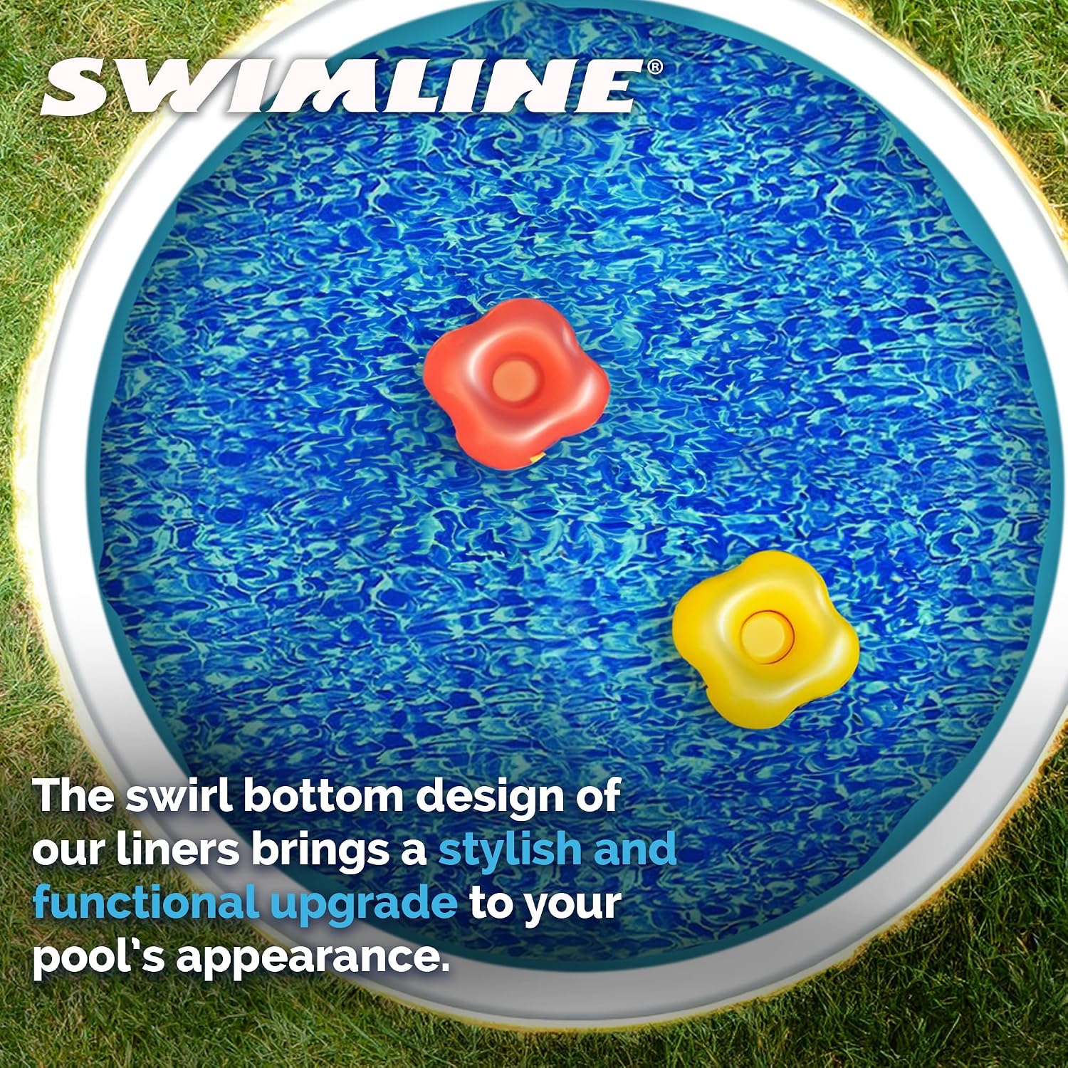 Swimline 24 Feet Round Overlap Above Ground Pool Liner Standard Gauge with Swirl Bottom Design and LamiClear Protection Against Fading, Blue