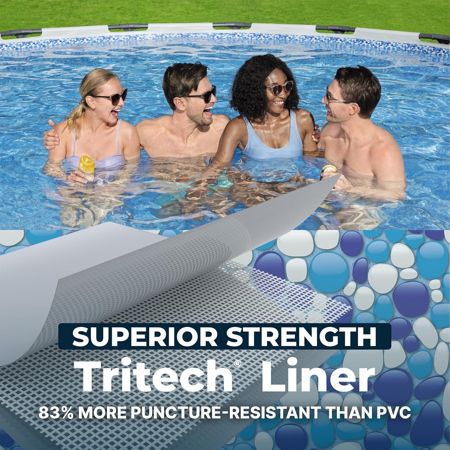 Bestway Steel Pro MAX 15' x 48' Above Ground Pool, Round Metal Frame Outdoor Swimming Pool Set with Filter Pump, Ladder, and Cover, Gray