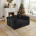 4-in-1 Foldable Sofa Bed Teddy Foam-Filled Compressed Couch Loveseat Sofa Boneless Foldable Convertible Sleeper Sofa Couch for Space Saving Living Room, Guest Bed, Playroom (Black, 53.15'Double Sofa)