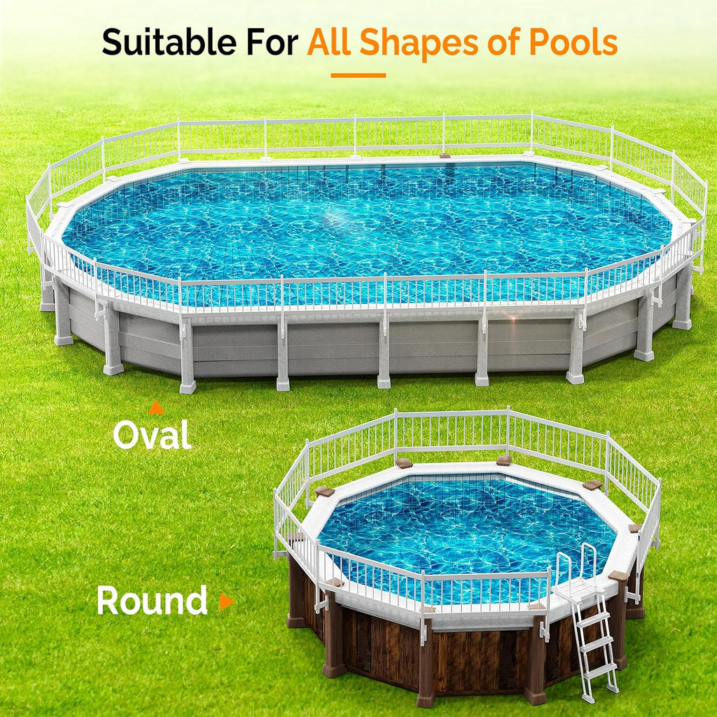 VINGLI Above Ground Pool Safety Fence,Swimming Pool Fences, Pool Fencing,White (Kit A-8 Sections)
