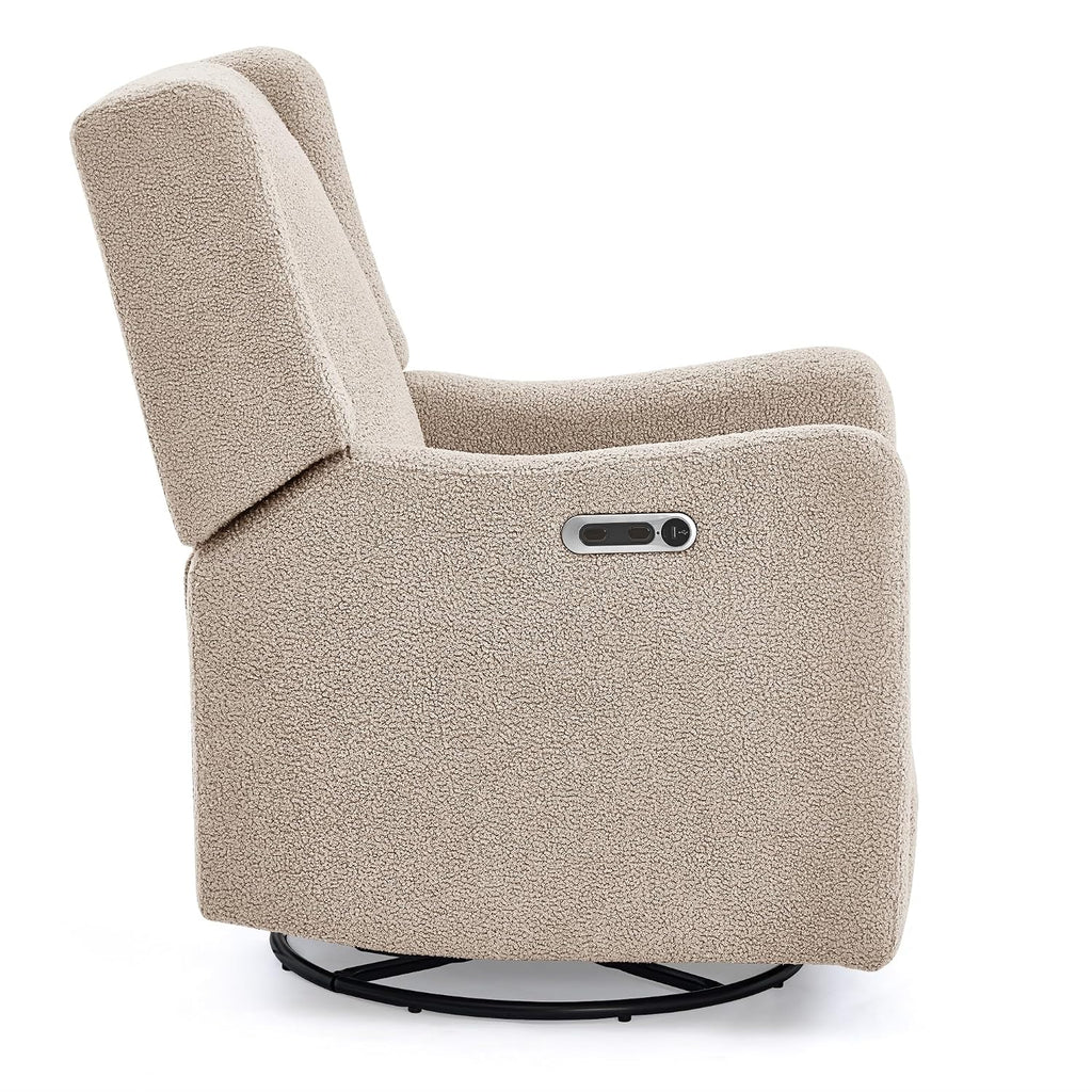 Delta Children Mercer Electronic Power Recliner and Swivel Glider with USB-A and Type-C Ports - Greenguard Gold Certified - Stain-Resistant Performance Fabric is Oeko-TEX Standard 100 Certified, Sand