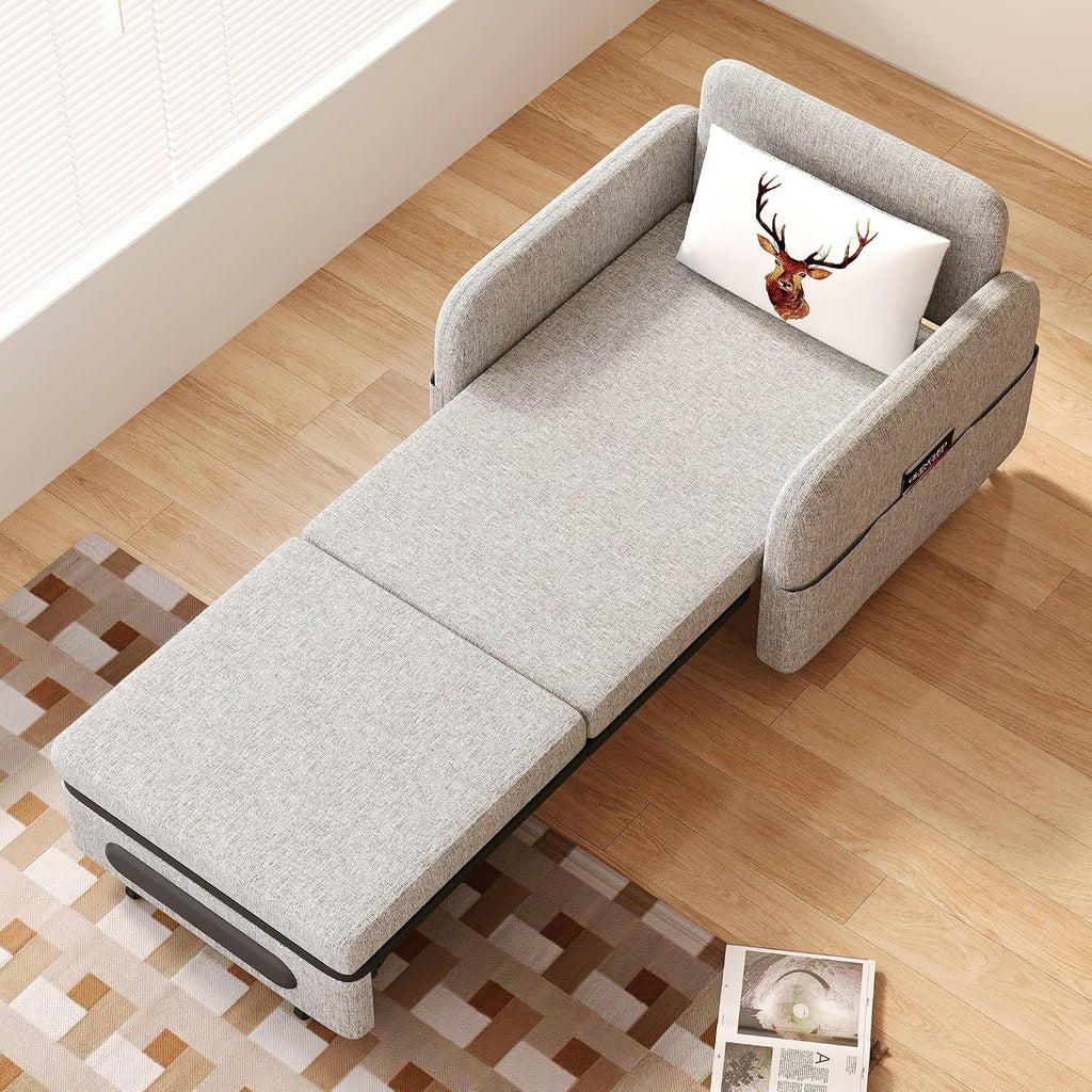 Extendable Sofa Bed zioSofa with Sleeping Function and Storage Space, Sofa Bed for Small Rooms and Living Rooms, Dark Grey and White (34.6'Gray)
