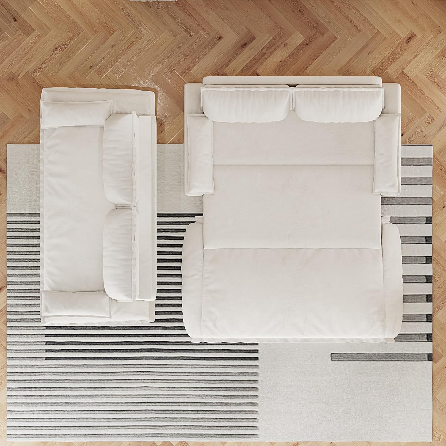 73.2' Sleeper Sofa Bed Queen, 3-in-1 Convertible Couch, Modern Pull Out Couches, Comfy Velvet Futon Sofa, Cloud Loveseat Lounge, Pillow Arm, for Small Spaces, Apartment, Living Room, Beige