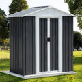 KEIKI 5x3FT Outdoor Storage Shed, Heavy-Duty Metal Storage Shed with Floor & Lockable Sliding Doors, Waterproof Tool Sheds for Garden, Backyard, Patio, Lawn