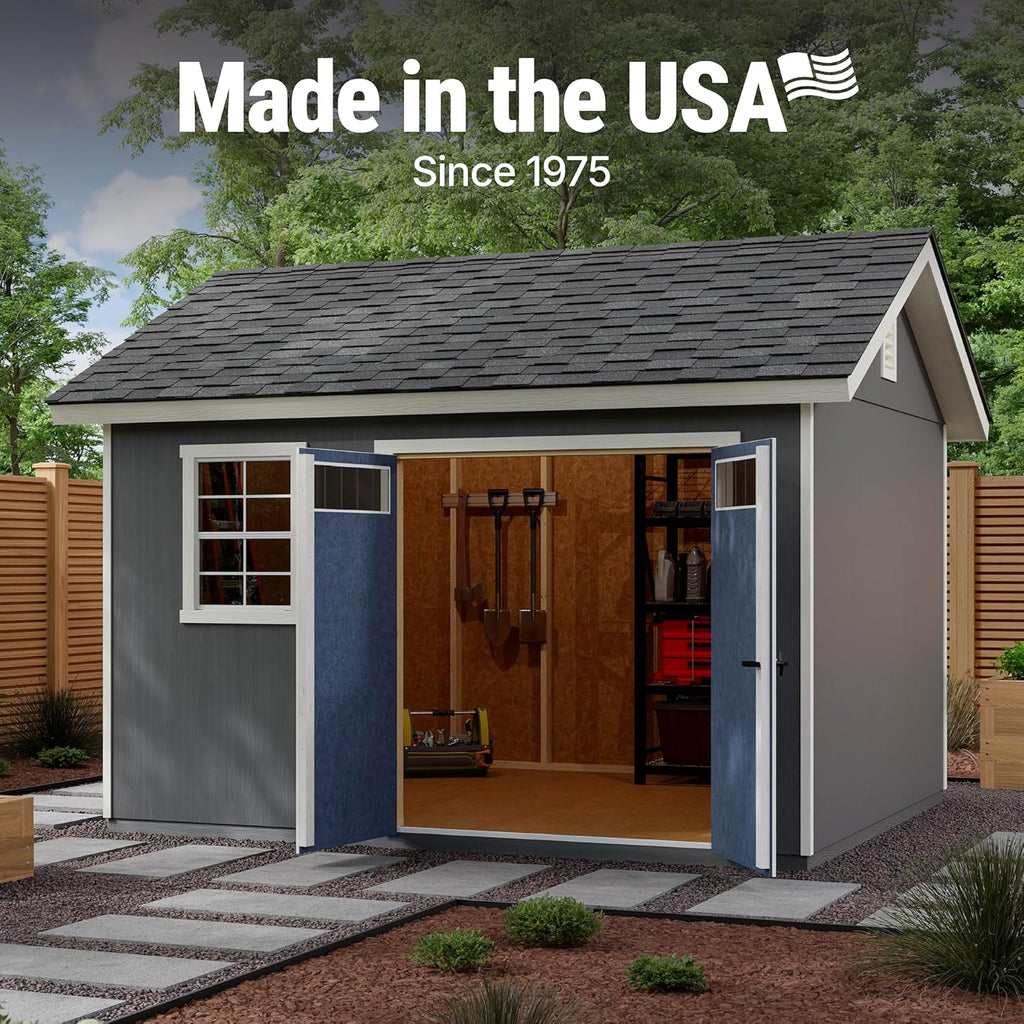Handy Home Products Beachwood 8x12 Do-it-Yourself Wooden Storage Shed- Does not Include Floor kit, Paint, or Roofing Shingles