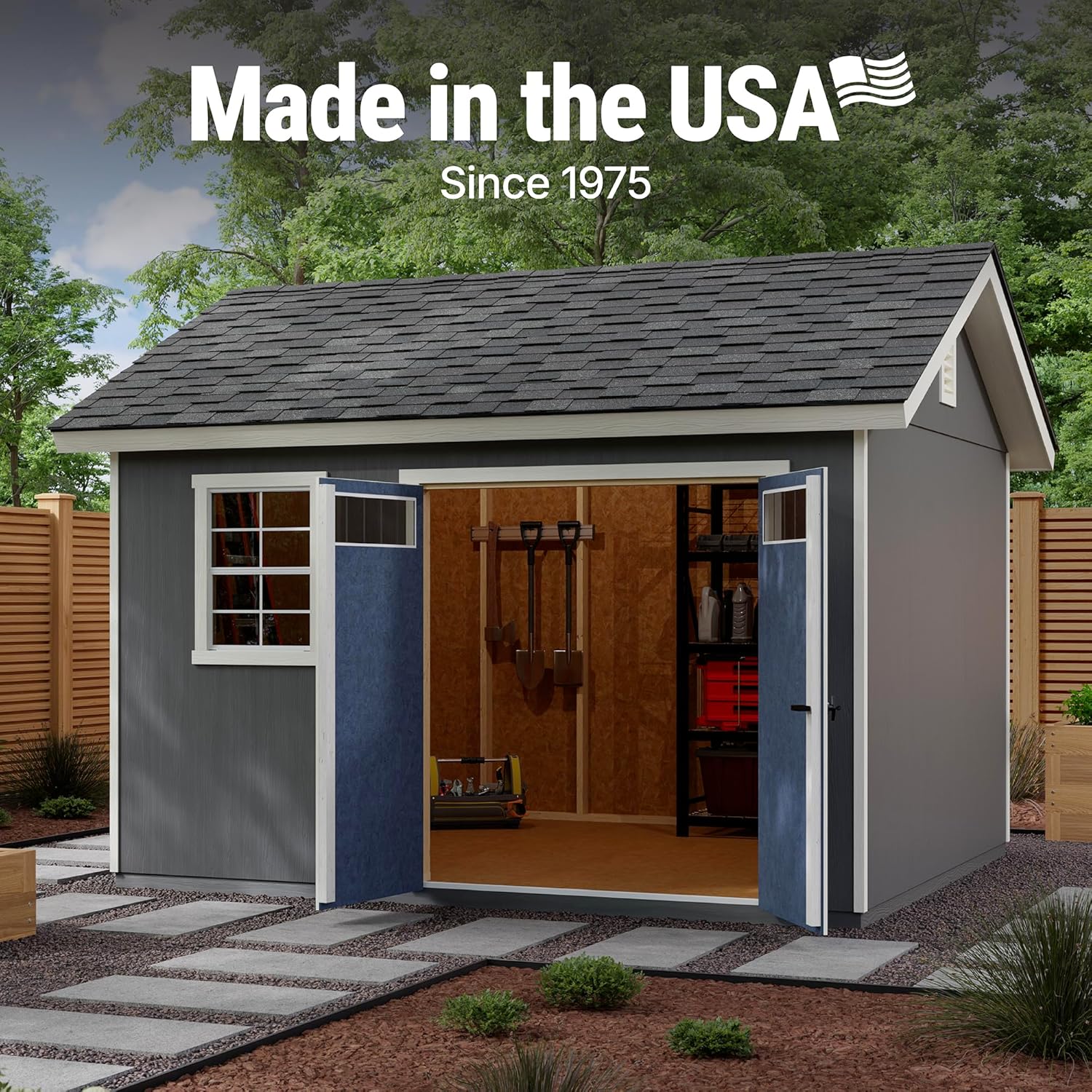 Handy Home Products Beachwood 8x12 Do-it-Yourself Wooden Storage Shed- Does not Include Floor kit, Paint, or Roofing Shingles