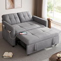 YITAHOME 55' Convertible Sofa Bed, 3-in-1 Sleeper Sofa with Pull-Out Bed, Cat-Scratch-Proof Futon Couch with 5-Levels Reclining Backrest, USB and Side Pocket, Modern Loveseat for Living Room, Grey
