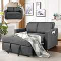 SEJOV Sleeper Sofa, 3-in-1 Convertible Pull Out Couch Bed Futon Sofa, Linen Fabric Loveseat with 2 Pillows and Adjustable Backrest, Chaise Lounge for Small Spaces Apartment Dorm, Office, Black