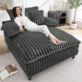WESTSETLUX 54.8' W Oversized Chaise Lounge Chair Indoor with 5-Position Adjustable Backrest, Plush Sleeper Sofa Bed with Pillows, Upholstered Cloud Couch Chair for Living Room, Study Room, Dark Grey