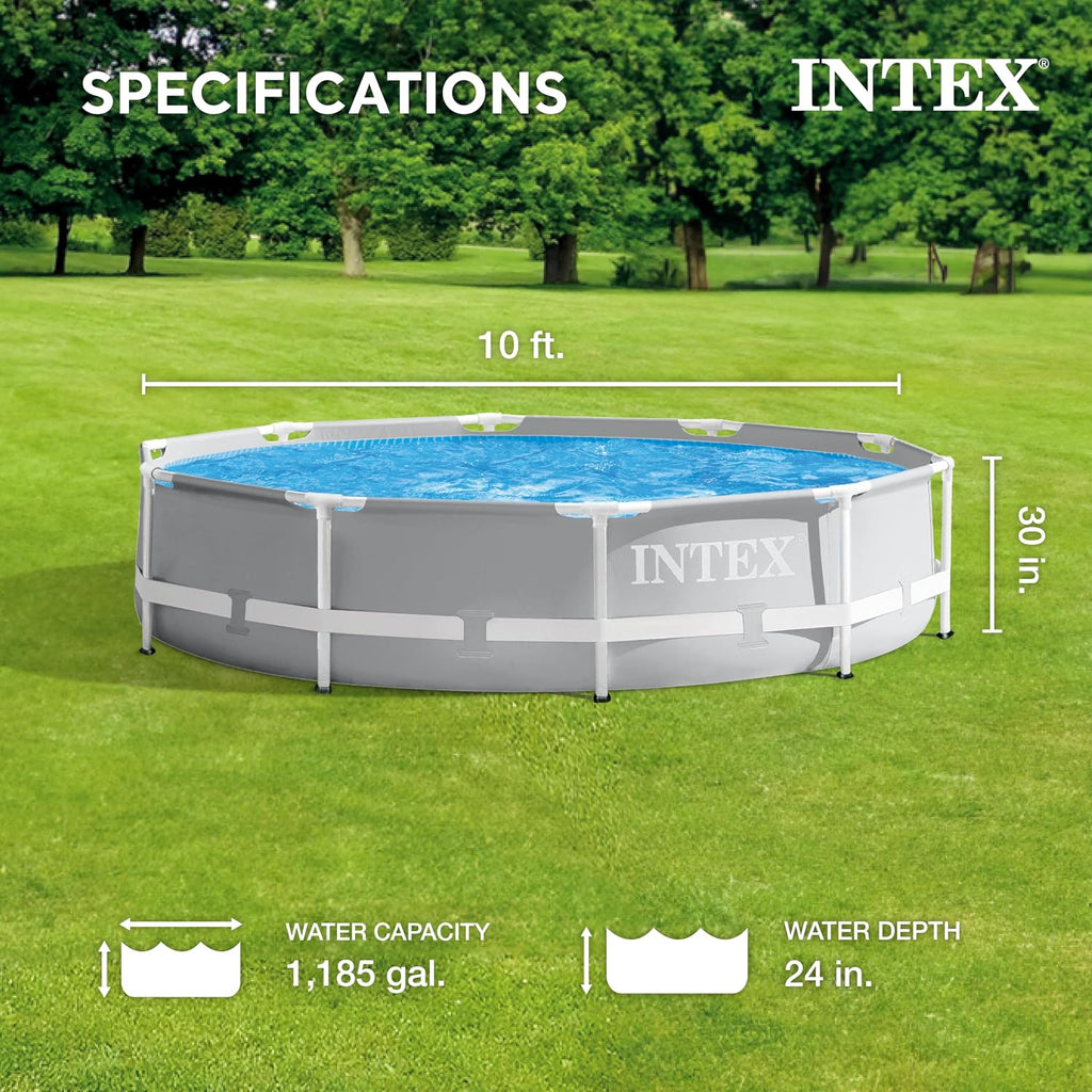 INTEX 26701EH Prism Frame Above Ground Swimming Pool Set: 10ft x 30in – Includes 330 GPH Filter Pump – Removable Pool Ladder