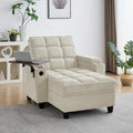 41.7' Chaise Lounge Chair Indoor, Oversized Boucle Upholstered Sofa Bed, Adjustable Backrest Deep Seat Reading Chair, Sofas Couches for Living Room with Storage, Cup Holders & 360° Swivel Side Table