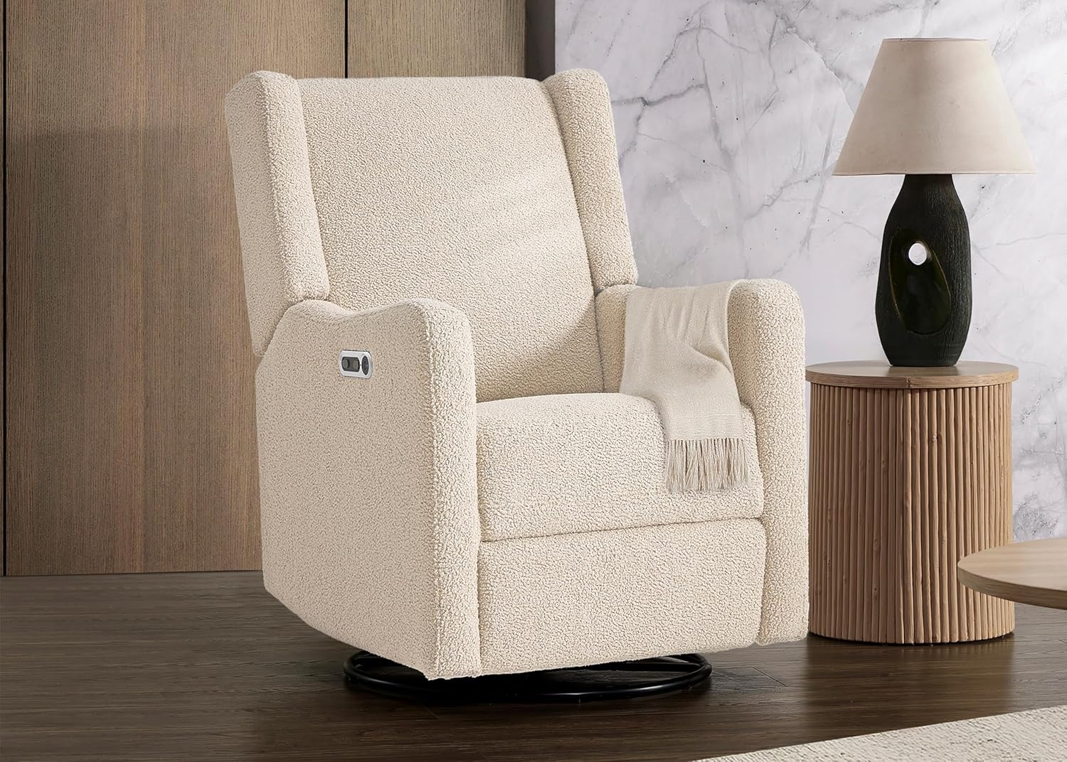 Delta Children Mercer Electronic Power Recliner and Swivel Glider with USB-A and Type-C Ports - Greenguard Gold Certified - Stain-Resistant Performance Fabric is Oeko-TEX Standard 100 Certified, Shell