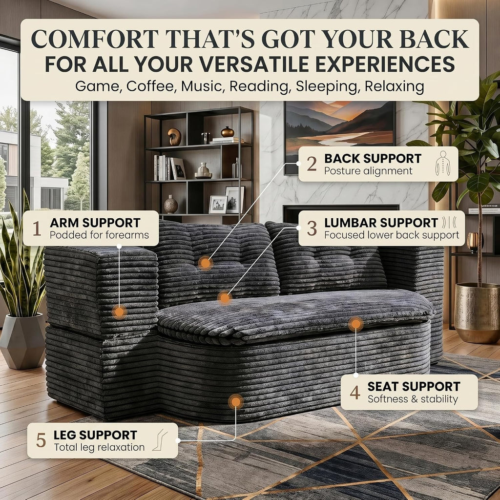 78.7-inch Folding futon Sofa Bed, Full-Size Convertible Sleeper couch Bed, Memory Sponge Double settee with Comfortable Mattress, Suitable for Living Room and Guest Room (dark gray, 78.7 inches)