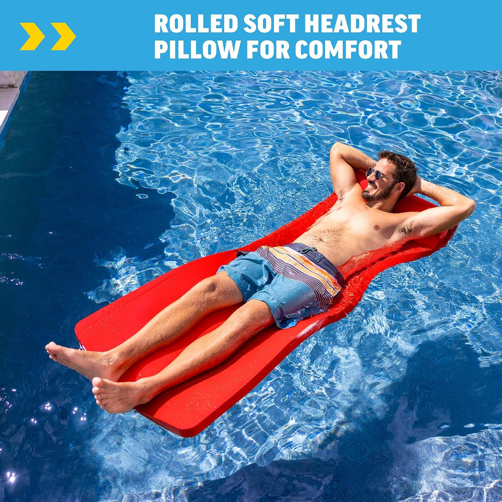 Wow Sports Dipped Foam Floating Mat - Red - 6 ft - for Lakes & Pools - Versatile Adult Pool Float & Camping Pad