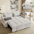 68'' Sleeper Sofa Bed, Pull Out Couch with 360° Swivel Side Table | USB Port | Adjustable Backrest | Cup Holder | Chenille Fabric Loveseat for Living Room, Apartment, Office (Beige)