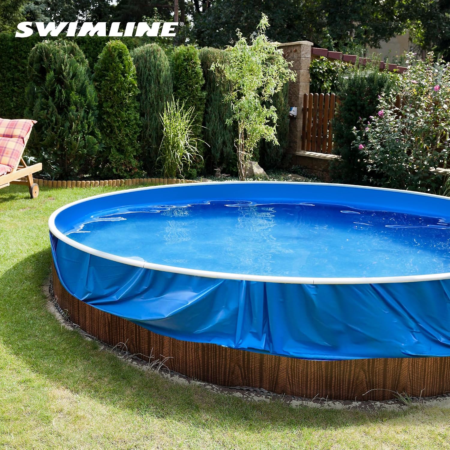 Swimline LI184820 18 Inch Solid Blue Round Above Ground Swimming Pool Overlap 20 Gauge Vinyl Liner for 48 to 52 Inch Pools with Sun Protection