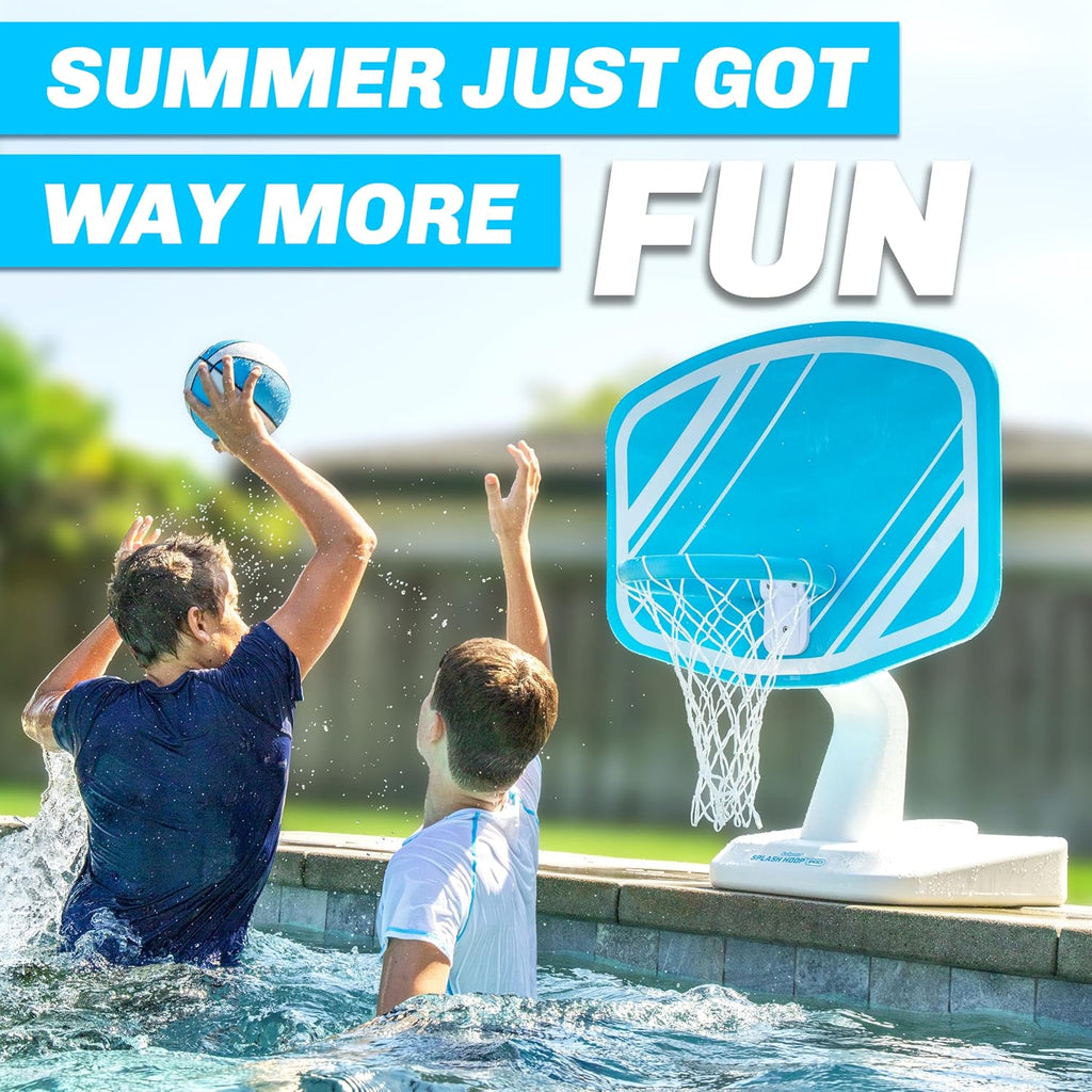 GoSports Splash Hoop PRO - Choose Your Color - Swimming Pool Basketball Game, Includes Poolside Water Basketball Hoop, 2 Balls and Pump