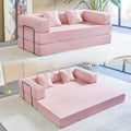 Compression Sofa - 78''Convertible Floor Sofa Bed - with Pillow Back Support Armrest - Comfy Foldable Sofa Bed Compressed Sofa in Box - Corduroy Fabric - for Living Room Bedroom (Pink)