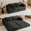 Chenille Convertible Futon Sofa Bed – Folding Iron Frame Sleeper Couch with Adjustable Backrest, Loveseat Recliner for Living Room, Apartment,(Dark Gray)