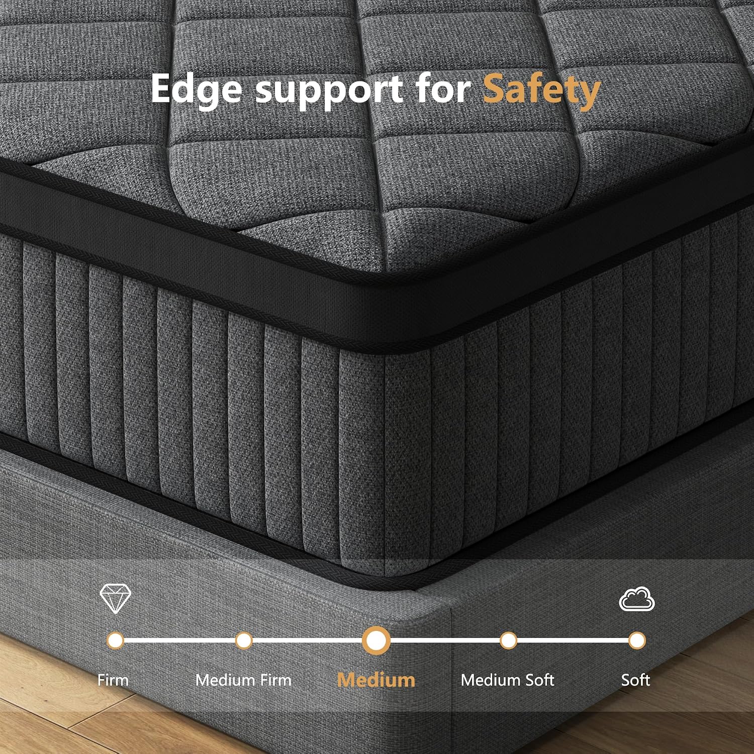 Twin Black Mattress,10 inch Hybrid Mattress Twin Size,Medium Firm with Memory Foam and Pocket Springs,Breathable Cover 10 inch Bed in a Box,39'X75'X10'