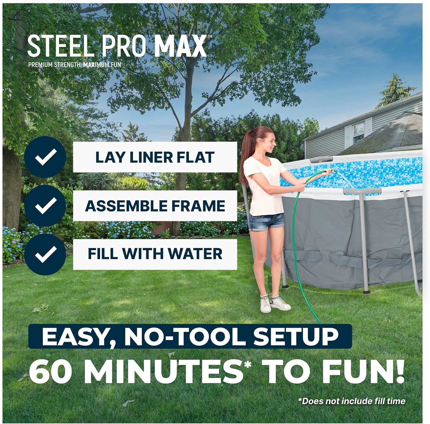 Bestway Steel Pro MAX 16' x 10' x 42' Above Ground Pool, Oval Metal Frame Outdoor Swimming Pool Set with Filter Pump, Ladder, and Cover, Gray