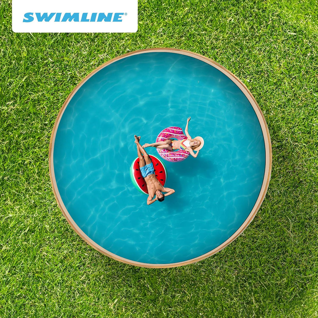 Swimline LI214820 21 Foot Solid Blue Round Above Ground Swimming Pool Overlap Liner 20 Gauge Vinyl Liner for 48 to 52 Foot Pool Walls