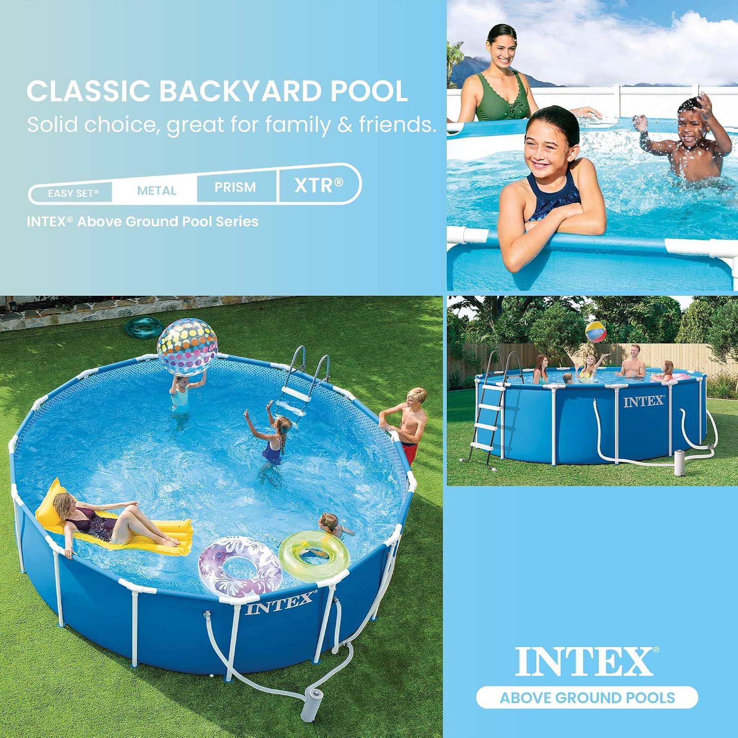 INTEX Metal Frame 12 ft x 30 in Above Ground Pool Set, Round Swimming Pool with Steel Frame, 530 GPH Cartridge Filter Pump, and Type A Filter Cartridge