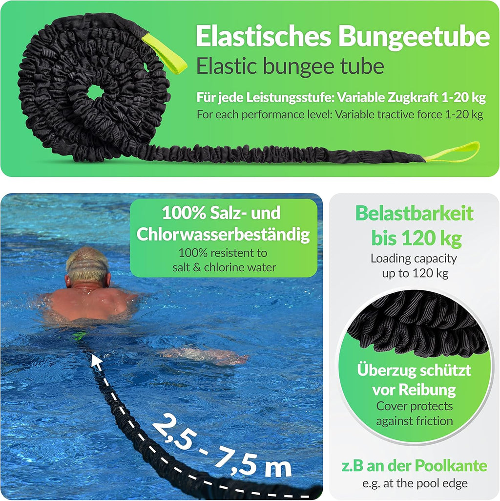 Premium Swim Trainer – for Any Pool, Optimal Swimming Without Counter-Current System, Padded Swim Belt 1–20 kg, Tested, Certified, Made in Germany