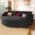 Merax 102.3' Oversized Double Chaise Lounge Indoor, Comfy Corduroy Upholstered Loveseat Sleeper Sofa Bed, Deep Seat Cloud Couch with USB Ports and Throw Pillows for Living Room, Black