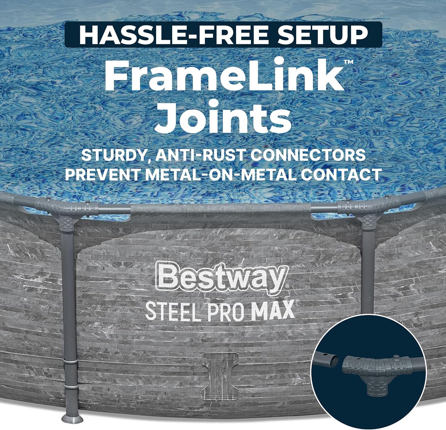 Bestway Steel Pro MAX 12' x 30' Above Ground Pool, Round Metal Frame Outdoor Swimming Pool Set with Filter Pump, Stacked Stone Print