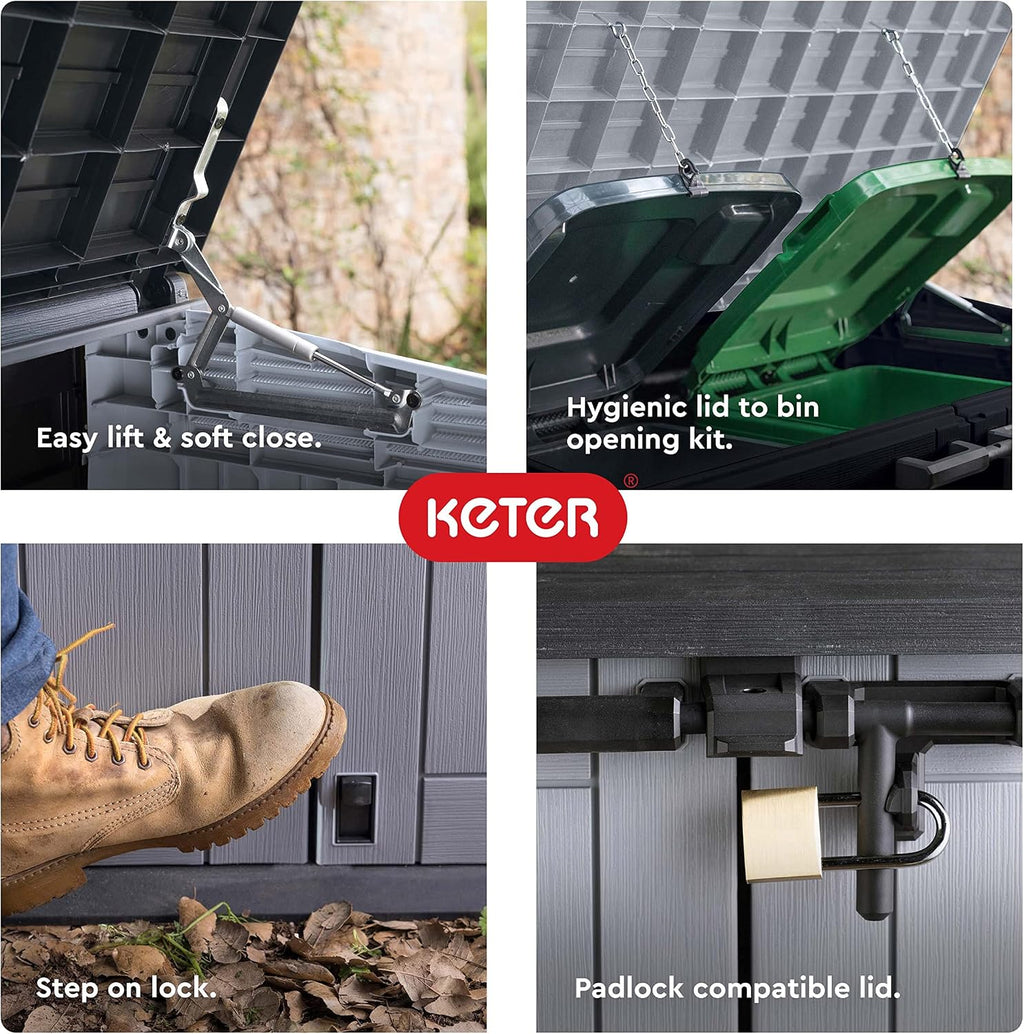 Keter Store-It-Out Prime 4.3 x 3.7 ft. Outdoor Resin Storage Shed with Easy Lift Hinges, Perfect for Yard Tools, Pool Toys and Garden Accessories, Grey