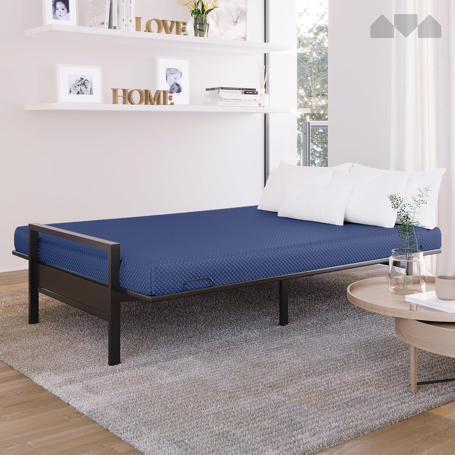 Milliard Full Size Futon Mattress, Navy, 71 x 52 x 6 Inch, Memory Foam Futon Mattress Full Size, CertiPUR-US, Comfy Sofa Bed, Couch, Removable Washable Hypoallergenic Cover, Frame Not Included